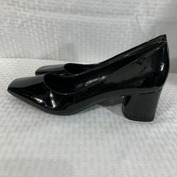 Calvin Klein Calanta Black Patent Pumps Heels Womens 8.5 Block Heel - Picture 2 of 9